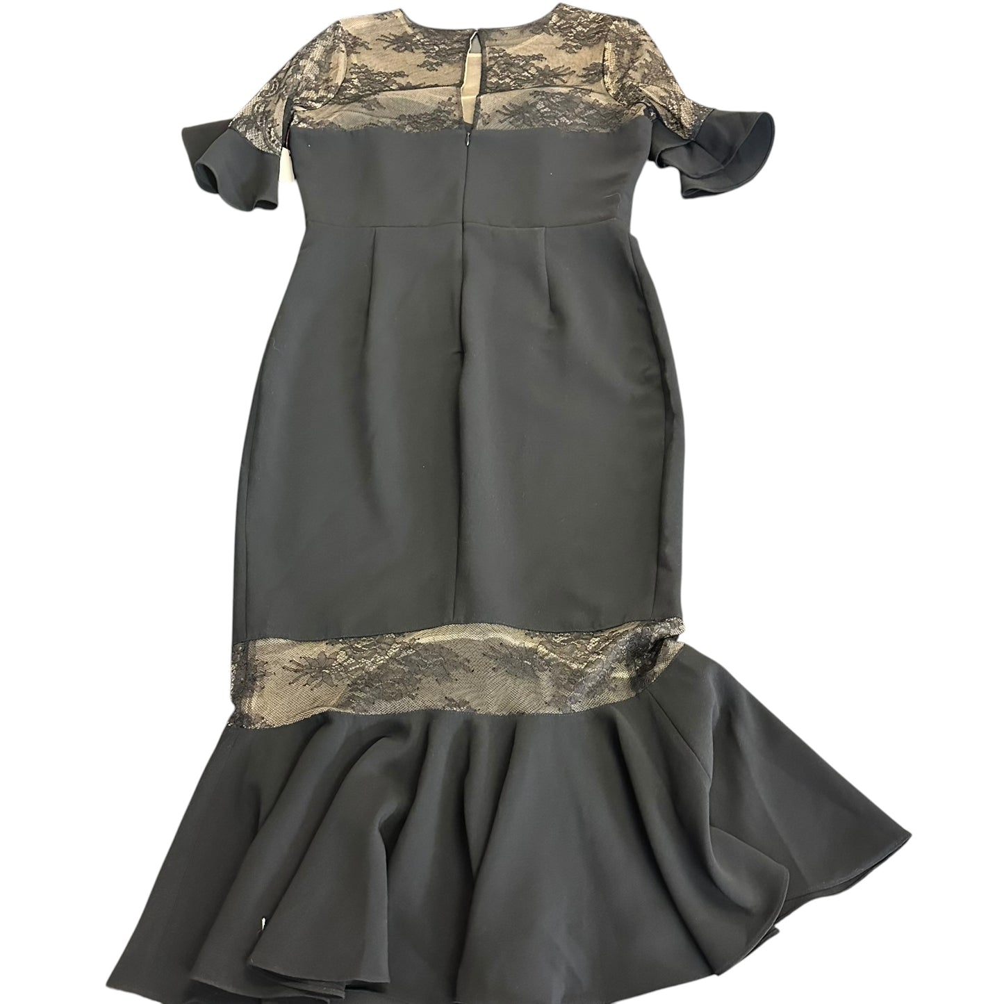 MARCHESA NOTTE CREPE BLACK LACE FLUTTER SLEEVE COCKTAIL DRESS 249 SZ 10