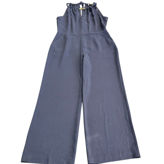 TRINA TURK NAVY WIDE LEG SLEEVELESS JUMPSUIT GOLD ACCENT 249 SZ 8