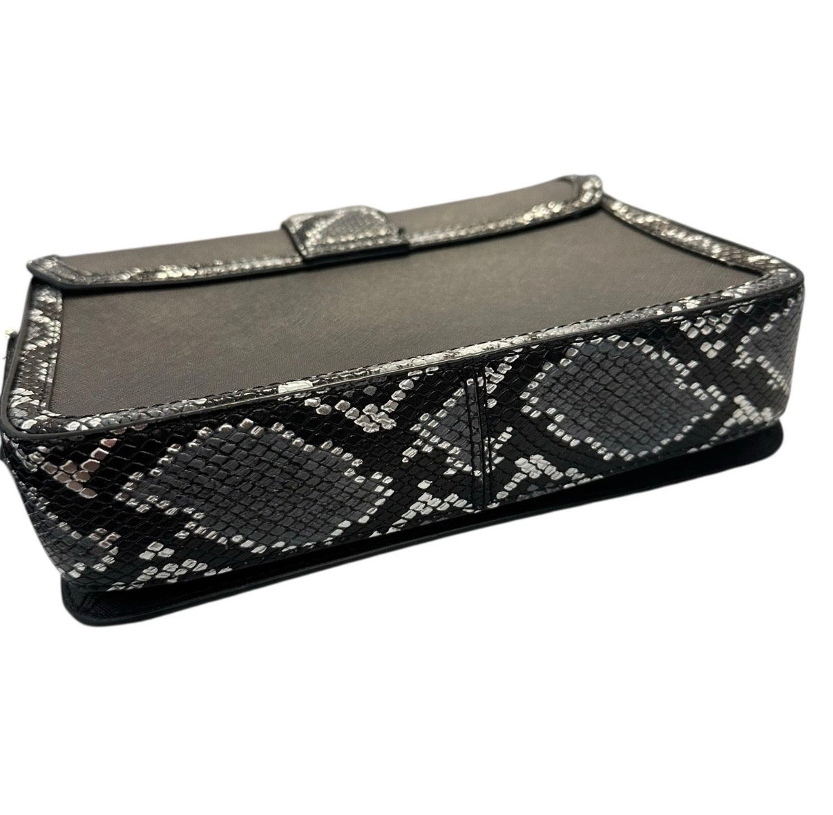 MICHAEL KORS CARMEN MEDIUM CONVERTIBLE SHOULDER FLAP BAG EXOTIC BLACK PURSE
