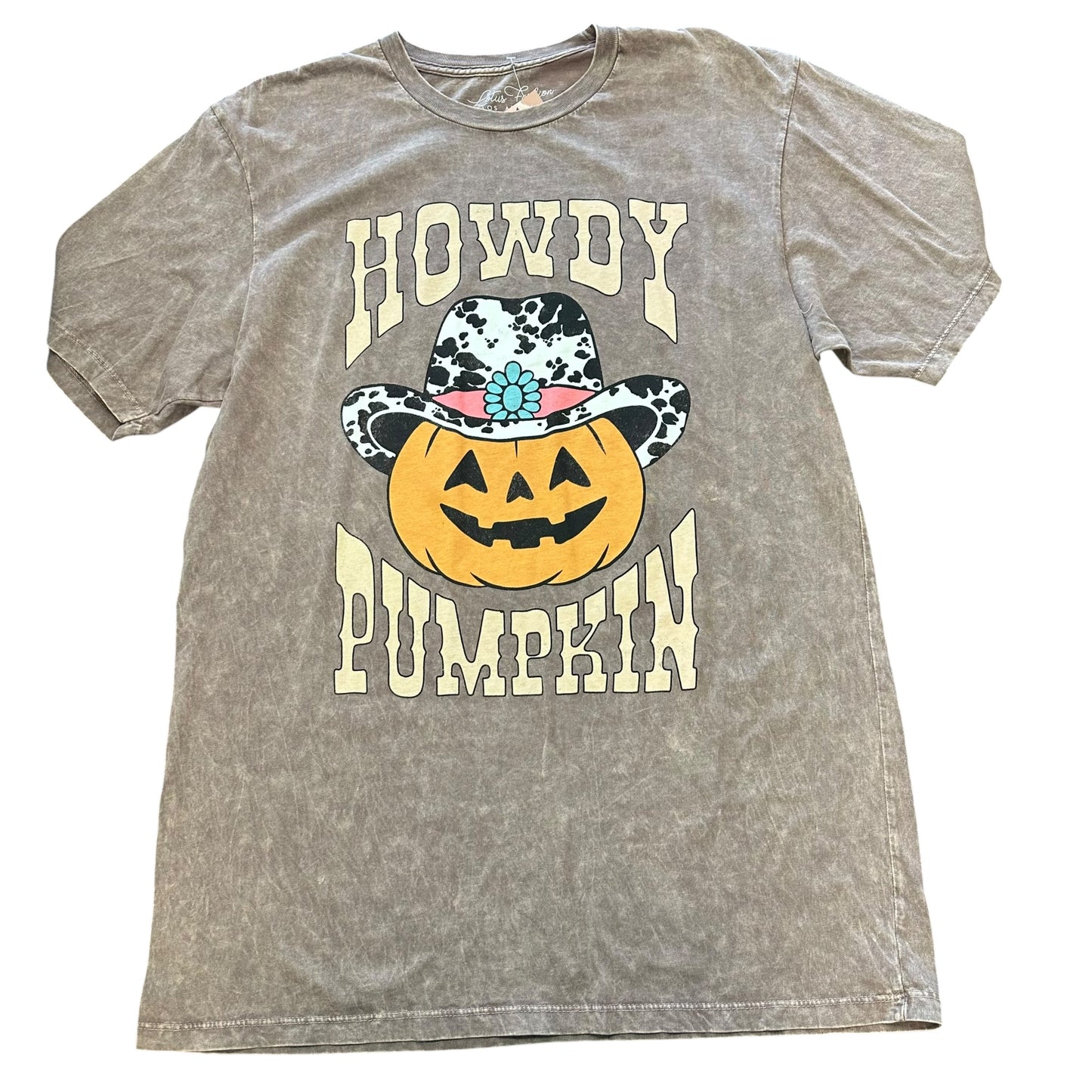 LOTUS FASHION BROWN HOWDY PUMPKIN HALLOWEEN T-SHIRT NWT 100 LARGE