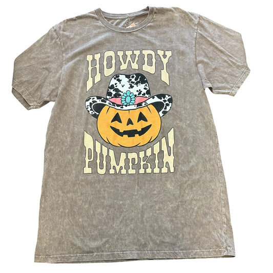 LOTUS FASHION BROWN HOWDY PUMPKIN HALLOWEEN T-SHIRT NWT 100 LARGE