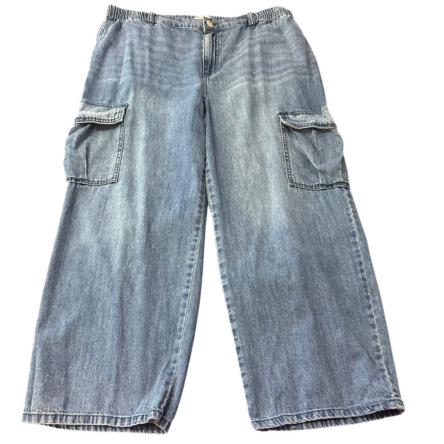 AVA & VIV BLUE WIDE LEG CARGO JEANS 57 SZ 17