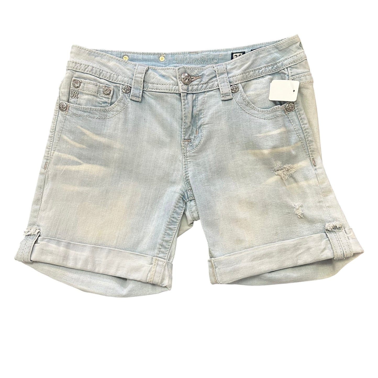 MISS ME LIGHT WASH BLUE DENIM JEAN SHORTS 251 SZ 28