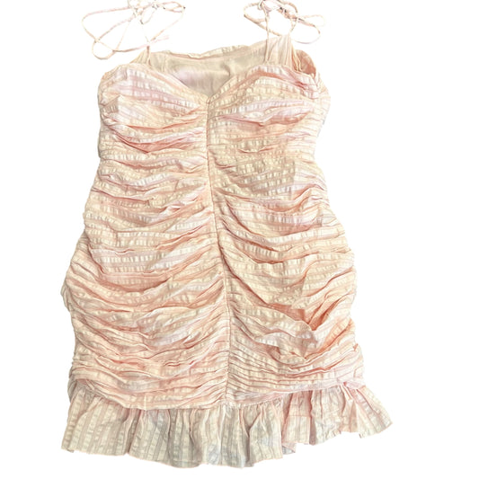 LOVERS + FRIENDS AMY RUCHED PINK DRESS 100 LARGE
