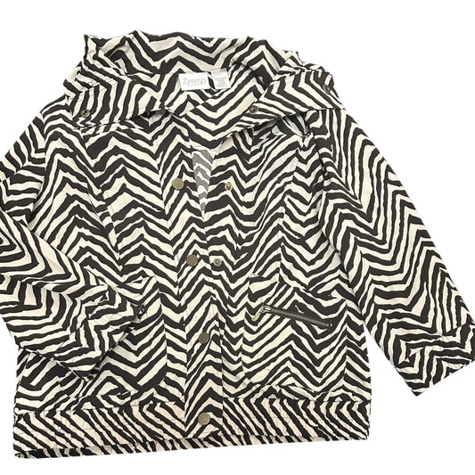 CHICOS ZENERGY BROWN TAN ZEBRA UTILITY JACKET 38 SMALL