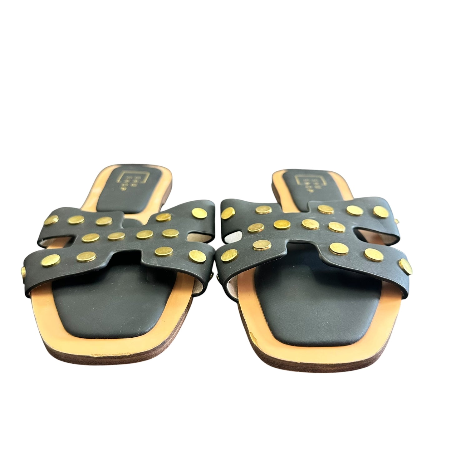 SHU SHOP BLACK GOLD STUDDED SANDALS 163 SZ 10