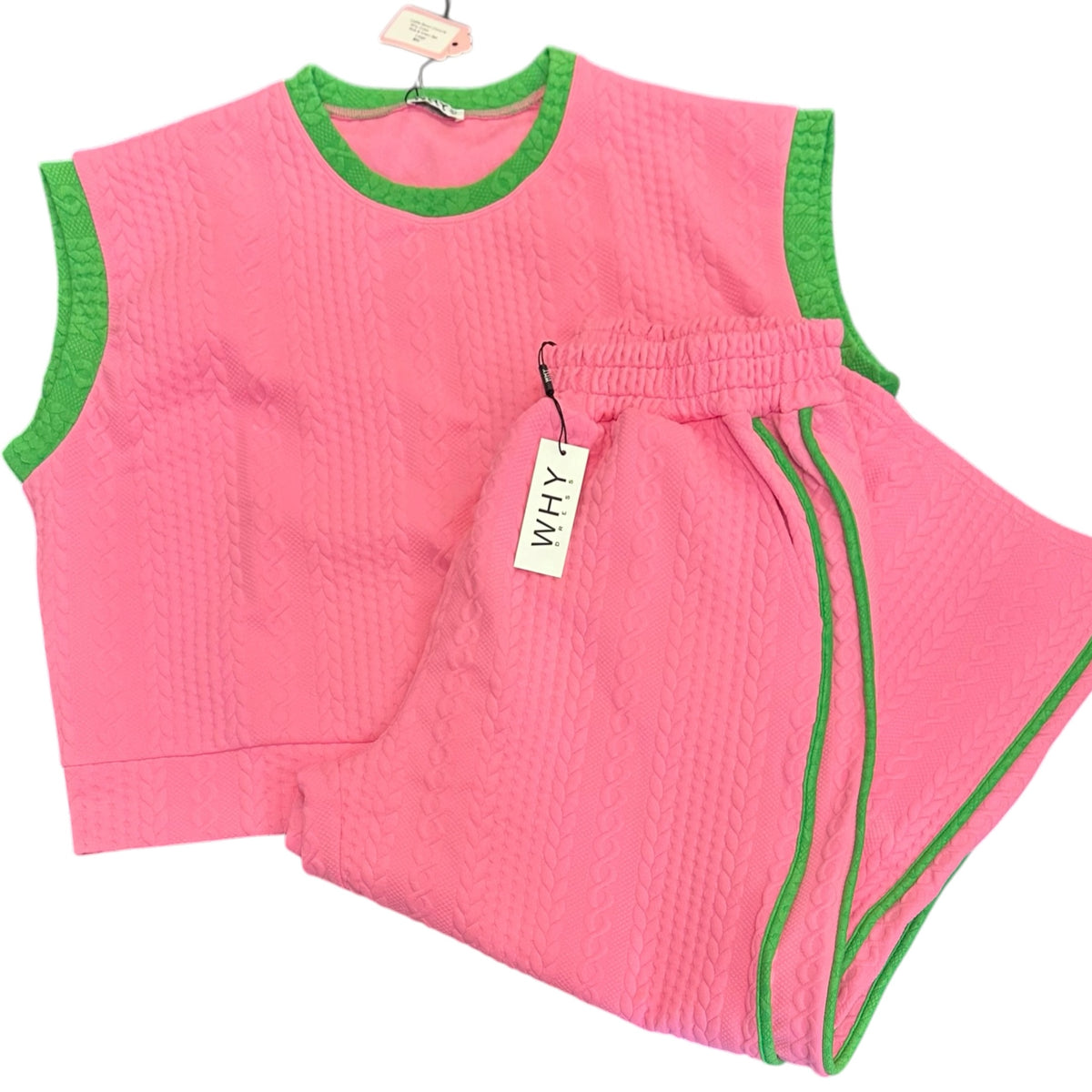 WHY DRESS PINK & GREEN SET NWT 298 LARGE