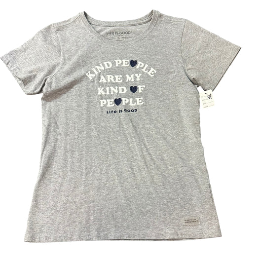 LIFE IS GOOD GRAY EMRBOIDERED TEE 44 SMALL