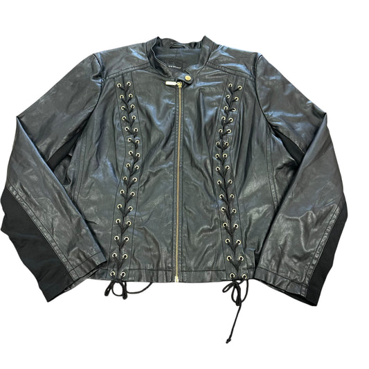 LANE BRYANT BLACK FAUX LEATHER MOTO JACKET 38 SZ 18/20