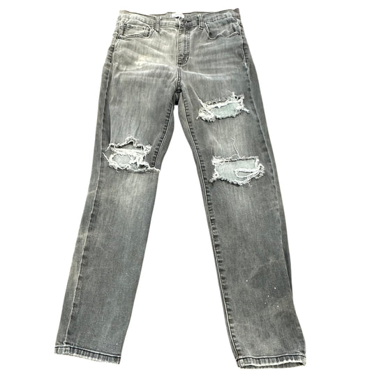 SNEAK PEEK GRAY WASH DISTRESSED HIGH RISE STRAIGHT JEANS 206 LARGE