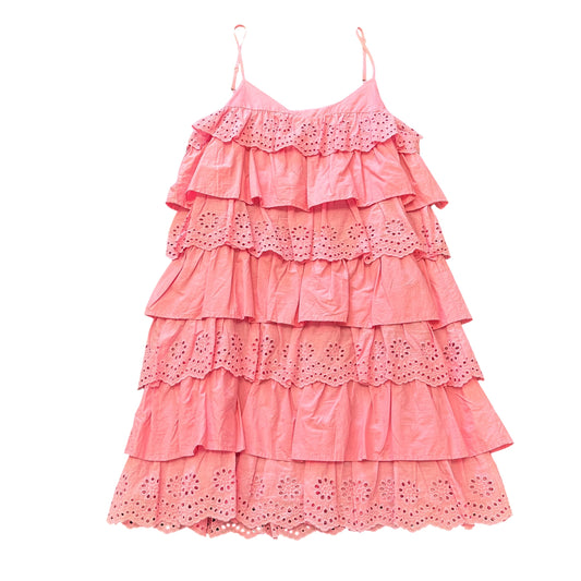 J LBK PINK TIERED RUFFLE EYELET DRESS 263 MEDIUM