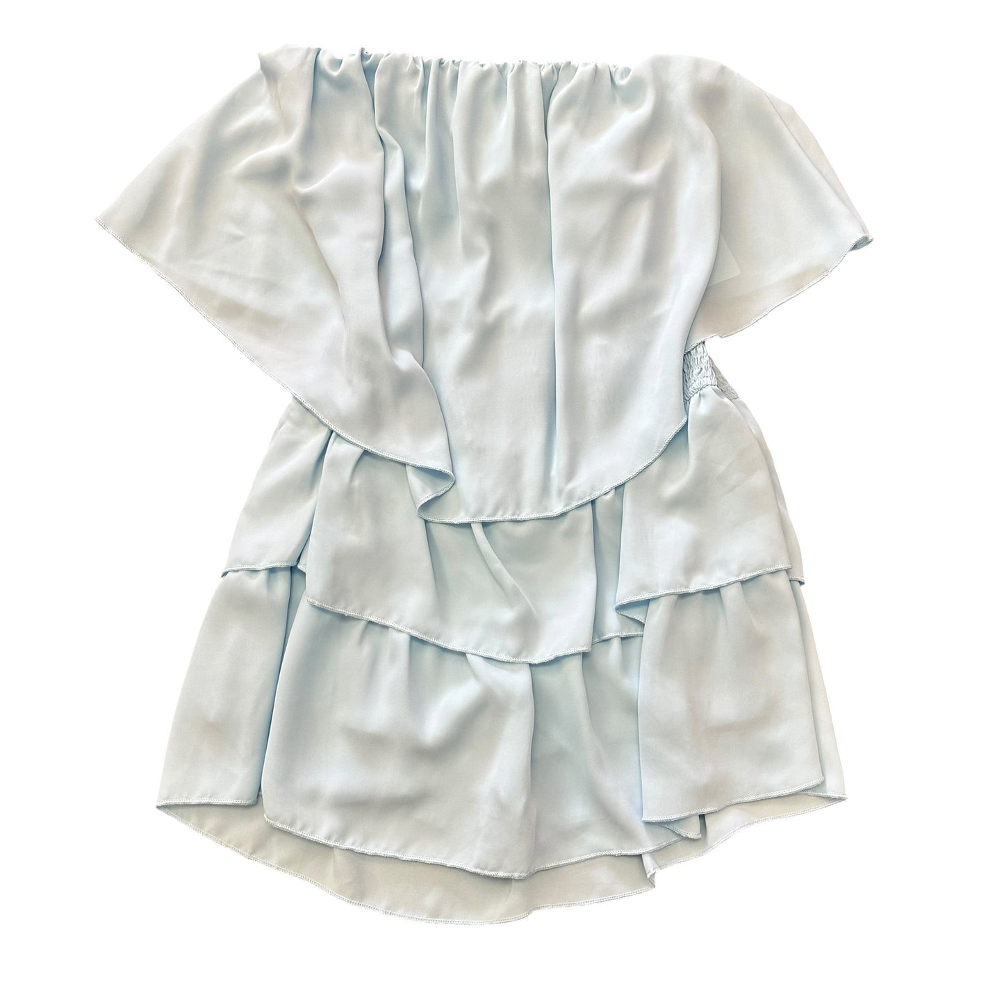 LIGHT BLUE LAYERED TIERED STRAPLESS ROMPER 263 SMALL