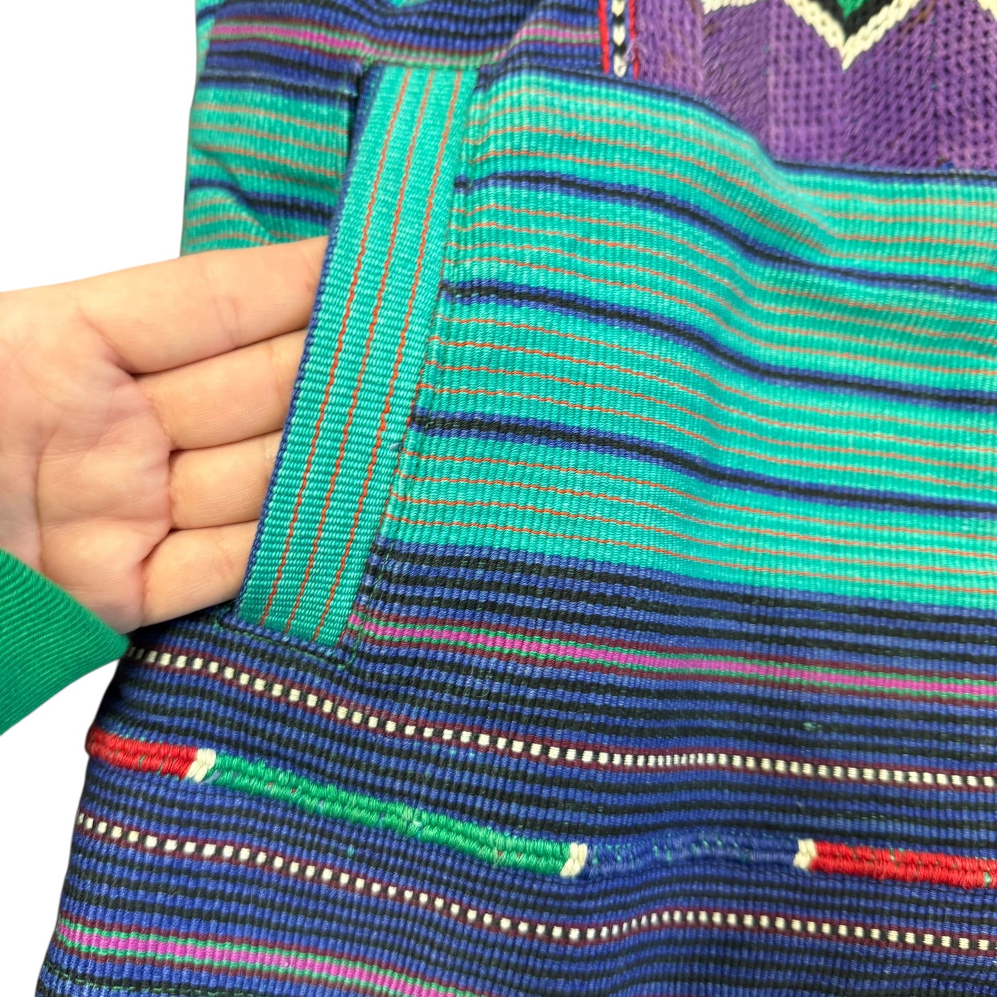 GUATEMALEN VINTAGE HANDMADE JACKET STRIPED EMBROIDERED 100 MEDIUM