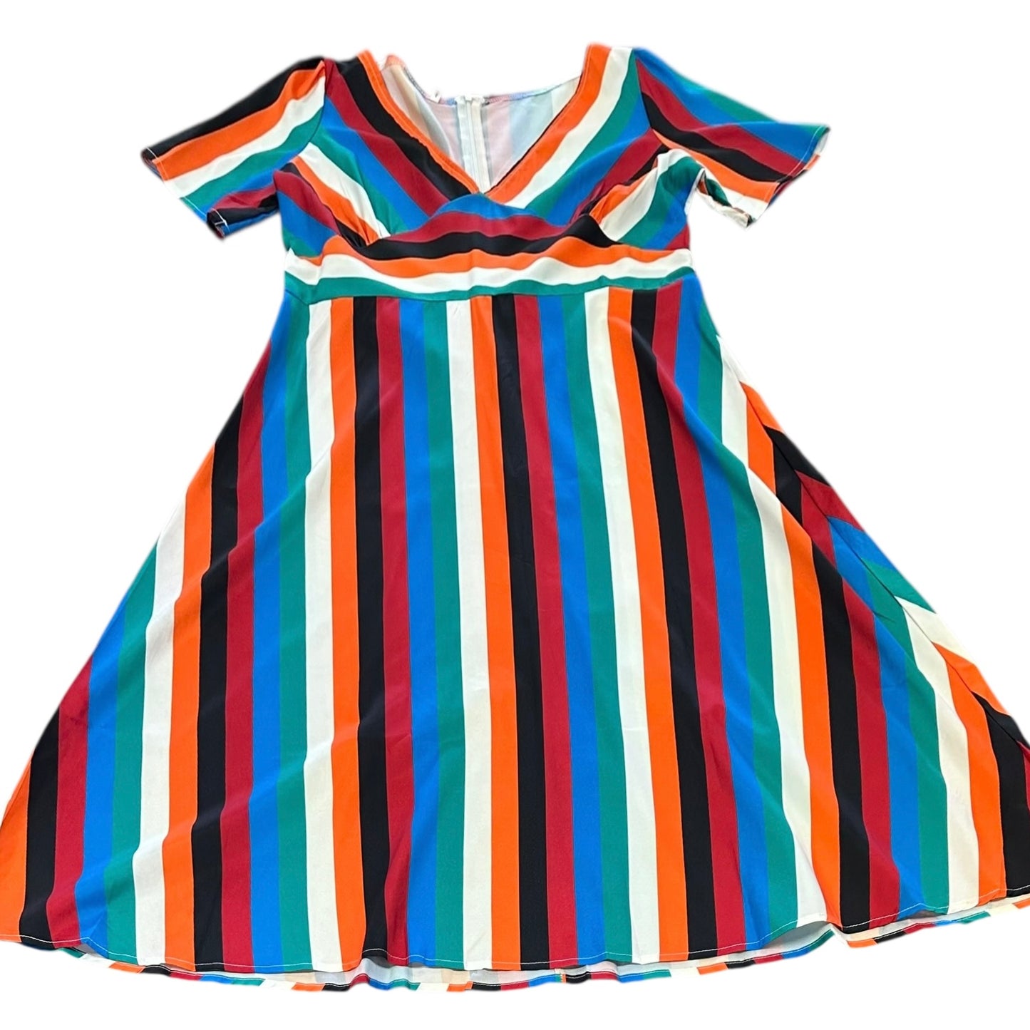 COLORFUL STRIPED FIT FLARE DRESS 232 LARGE