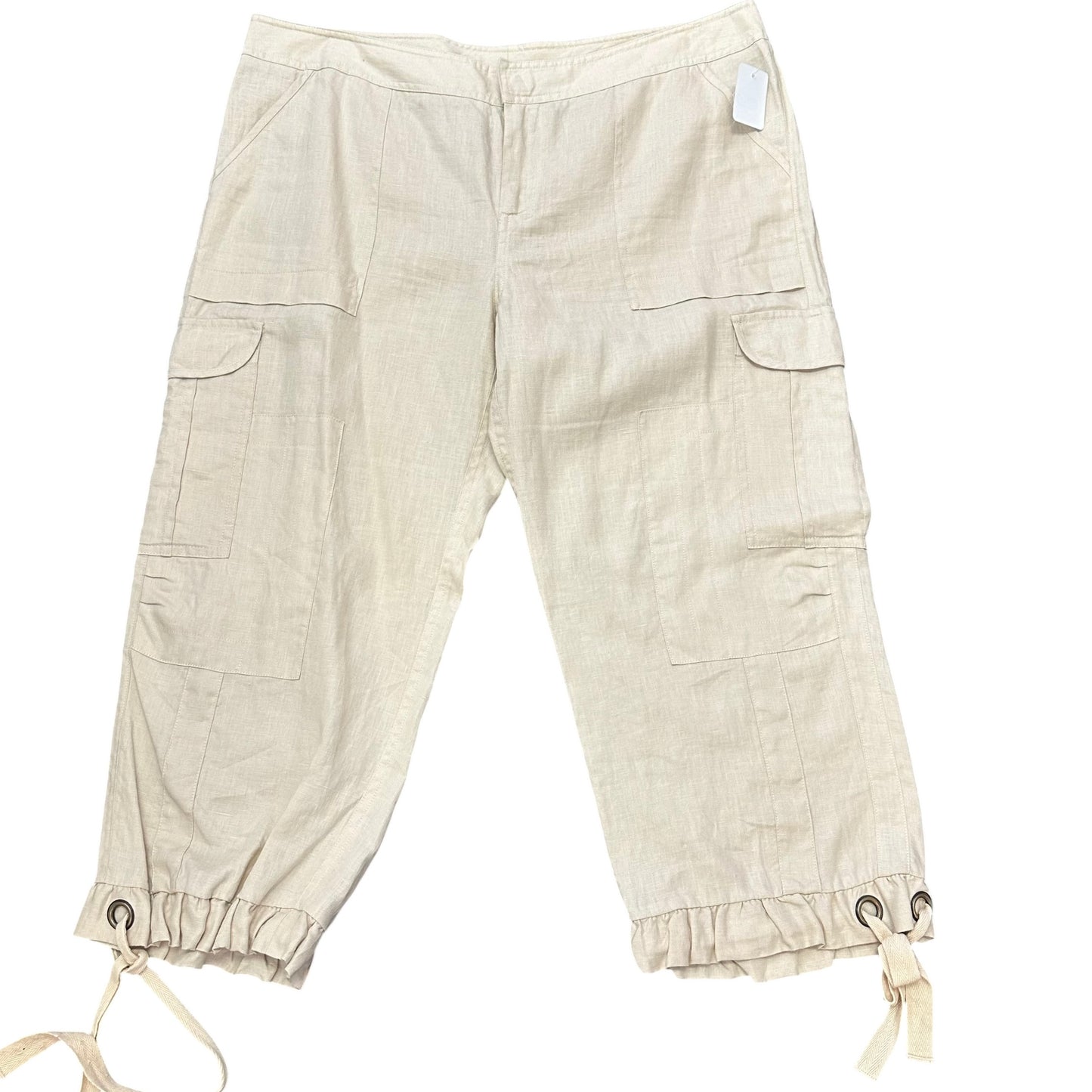 GIANNI BINI TAN LINEN CARGO CAPRI NWT 100 SZ 10