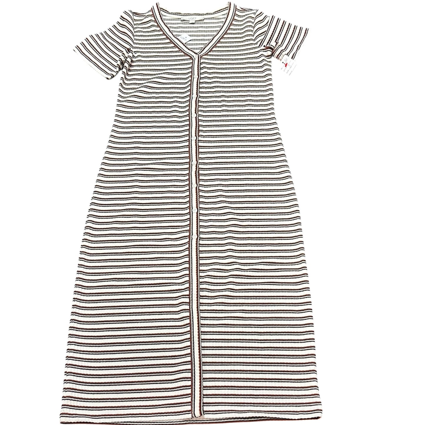 LOFT STRIPED RIBBED DRESS NWT 26 SMALL