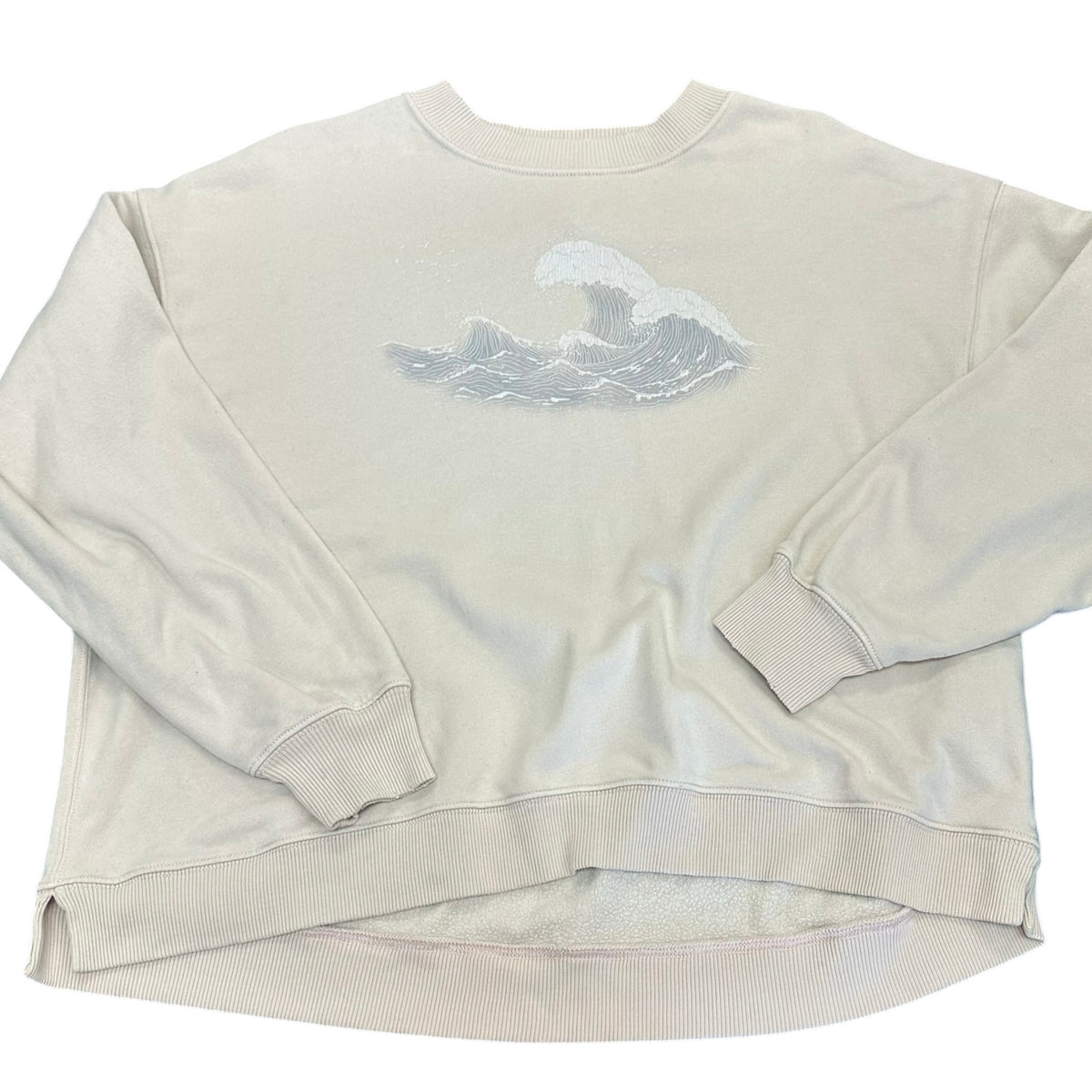AMERICAN EAGLE BEIGE BEACH WAVES OVERSIZED SWEATSHIRT 289 XS