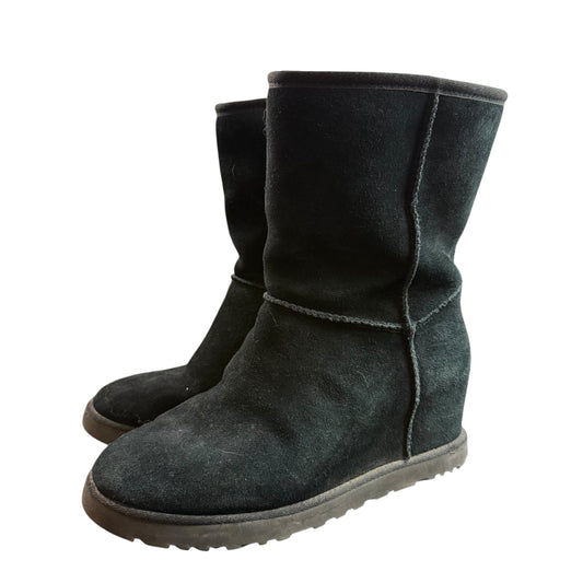 UGG CLASSIC FEMME SHORT BOOTS BLACK SUEDE 251 SZ 8.5