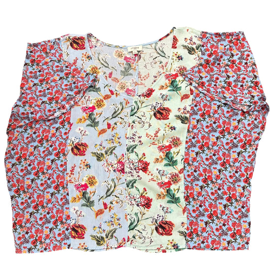 UMGEE COLORBLOCK FLORAL BLOUSE 100 LARGE