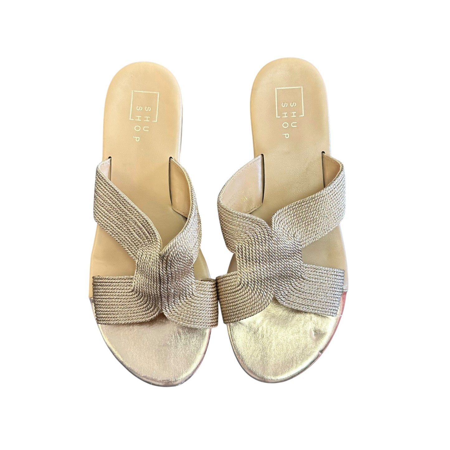 SHU SHOP BRONZE FLAT SANDALS 244 SZ 10