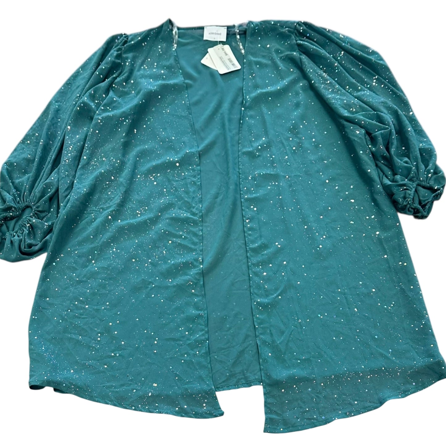 ADRIENNE HUNTER GREEN SPARKLE KIMONO 11 NWT $64 LARGE
