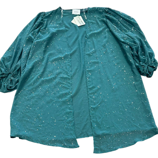 ADRIENNE HUNTER GREEN SPARKLE KIMONO 11 NWT $64 LARGE