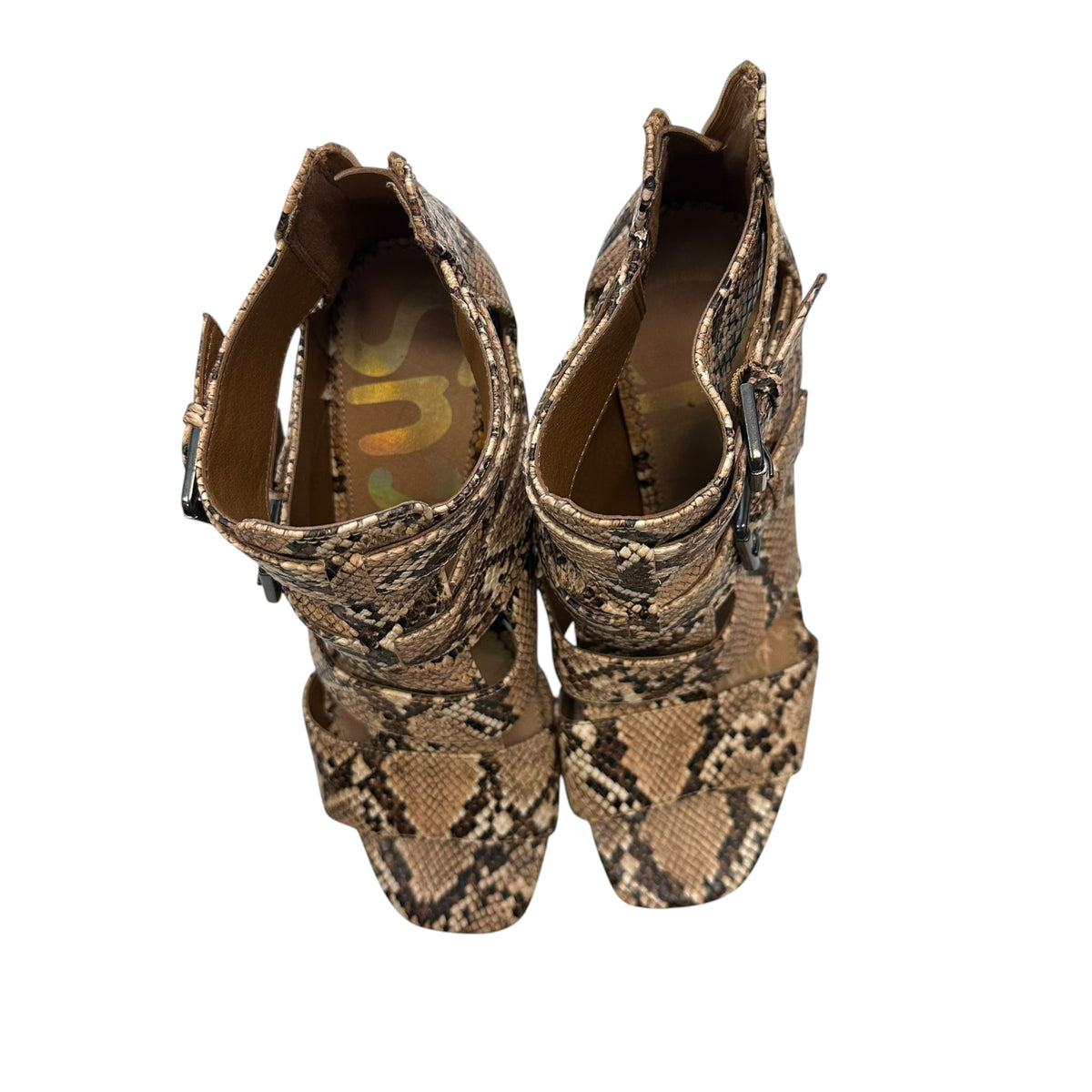 CIRCUS SAM EDLEMAN SNAKESKIN BLOCK HEEL PEEP TOE 143 SZ 9