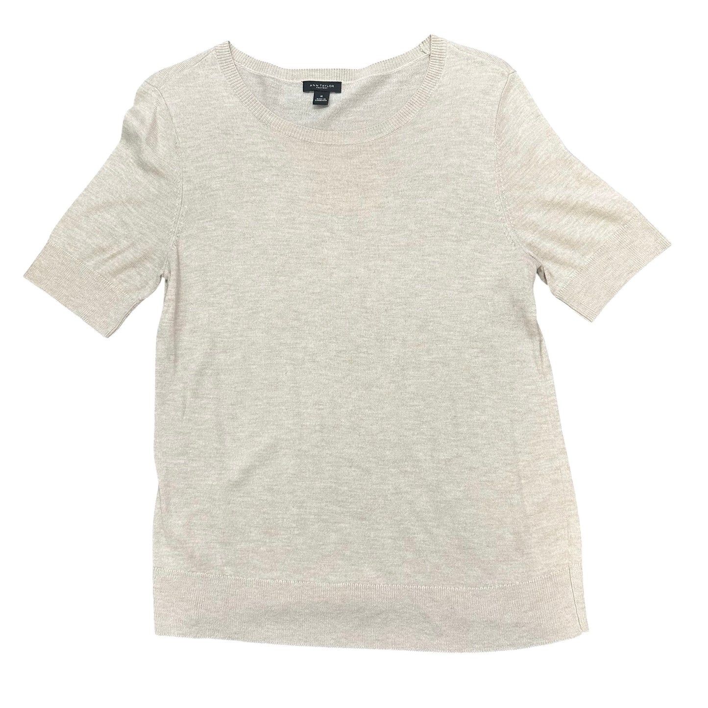 ANN TAYLOR SHORT SLEEVE TAN SWEATER 126 MEDIUM