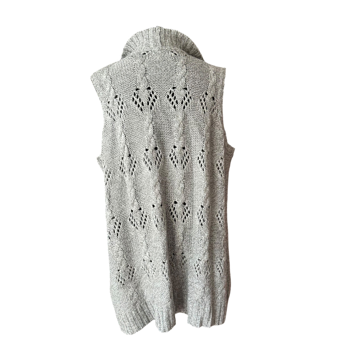 AVENUE GRAY CABLE KNIT OPENWORK SWEATER VEST 100 18/20