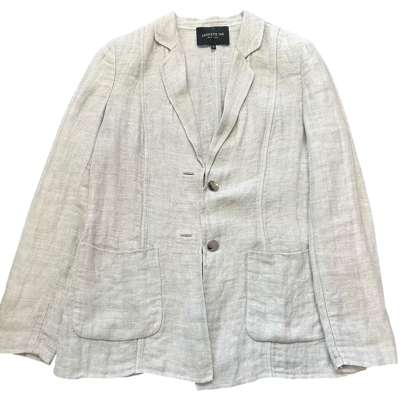 LAFAYETTE 148 LINEN COTTON BLEND LIGHT GRAY BLAZER 84 SZ 8