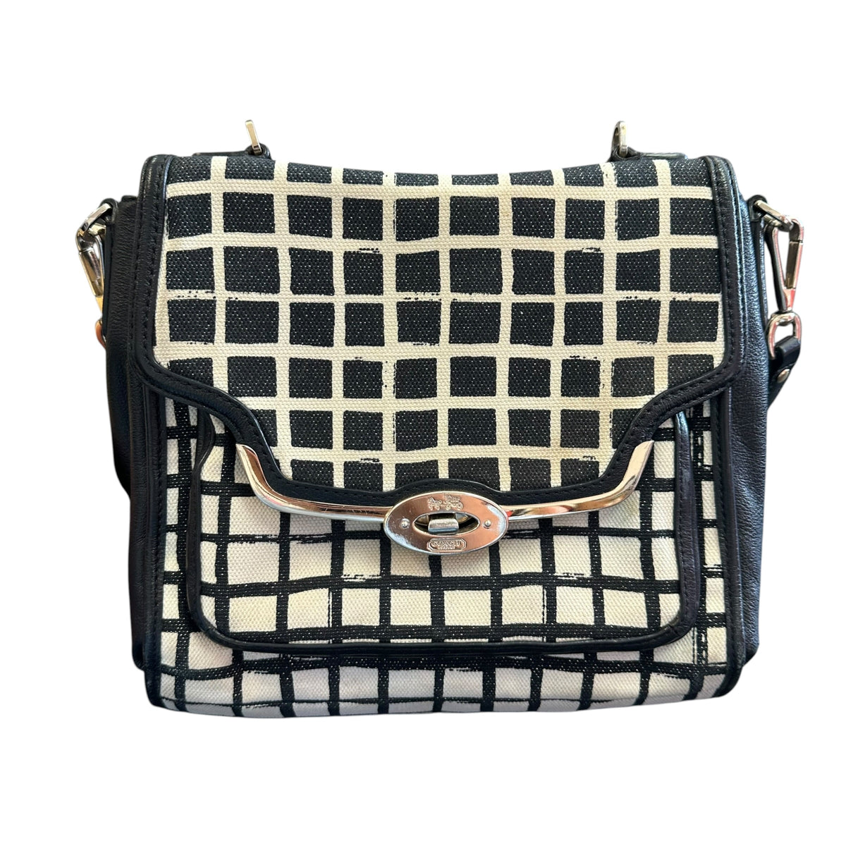 COACH BLACK WHITE CANVAS CROSSBODY 258