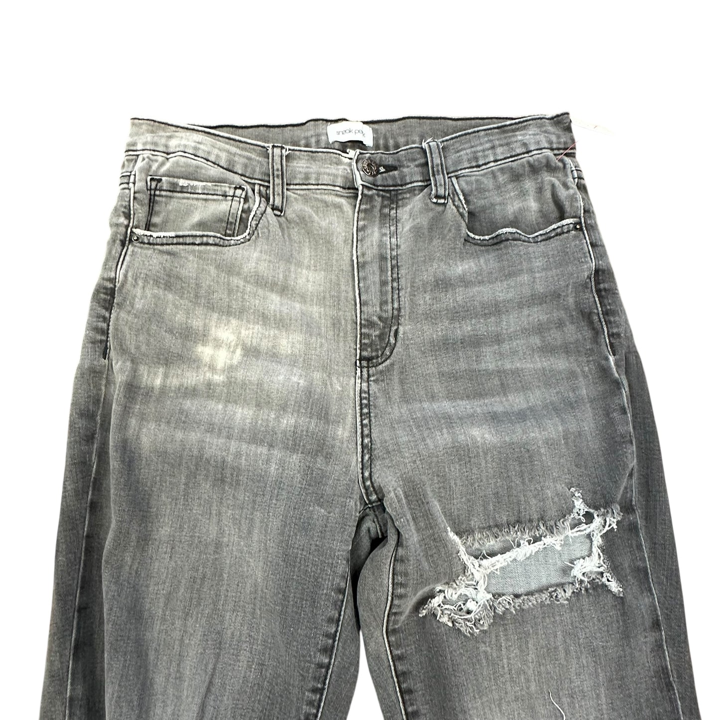 SNEAK PEEK GRAY WASH DISTRESSED HIGH RISE STRAIGHT JEANS 206 LARGE