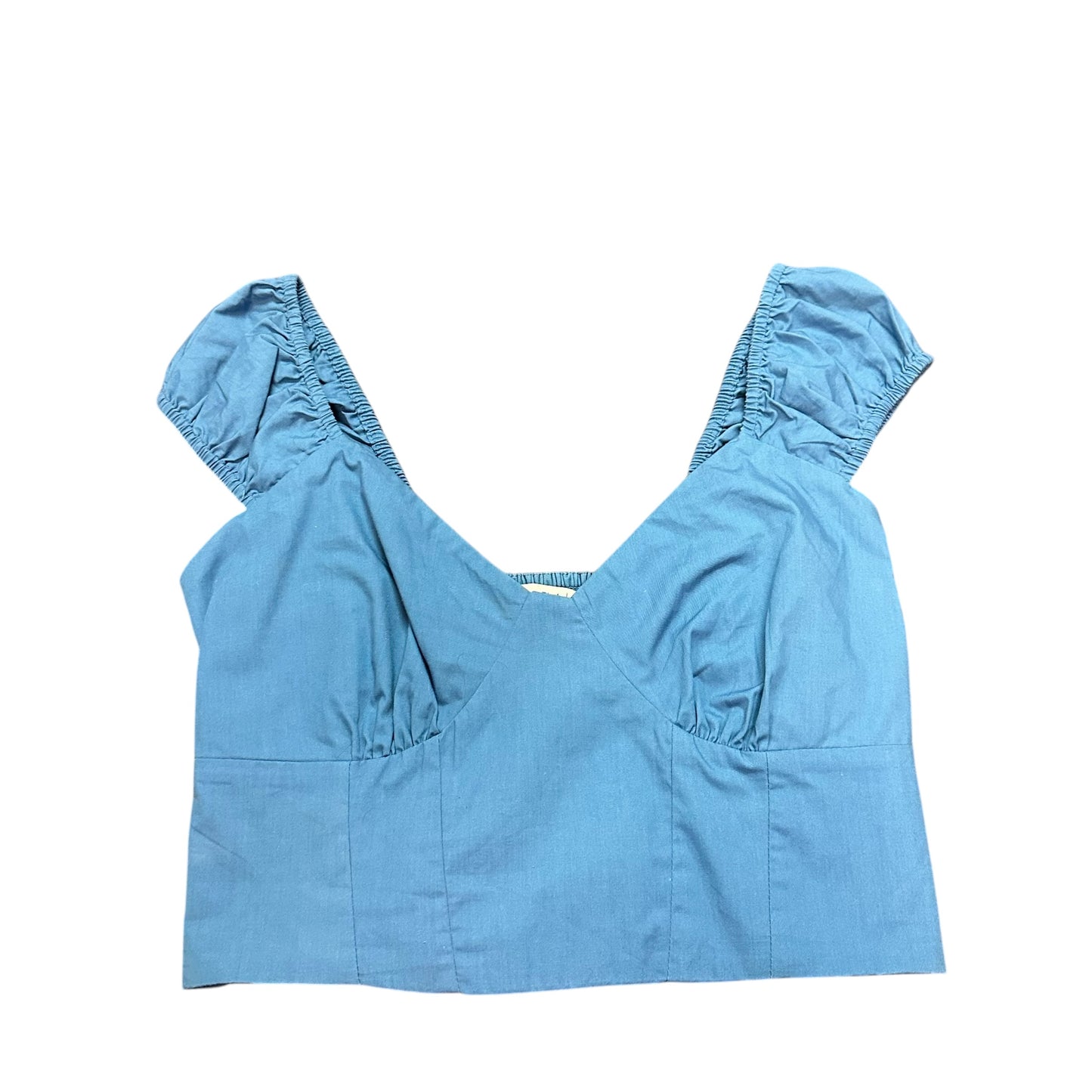 ABERCROMBIE & FITCH BLUE CROP TOP SMOCKED PUFF SLEEVES 264 SMALL