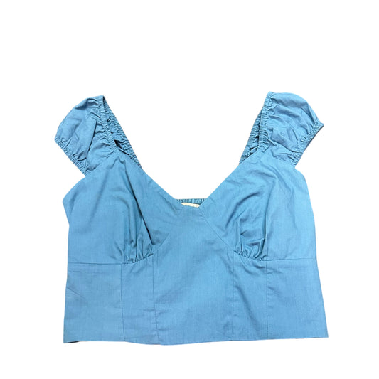 ABERCROMBIE & FITCH BLUE CROP TOP SMOCKED PUFF SLEEVES 264 SMALL