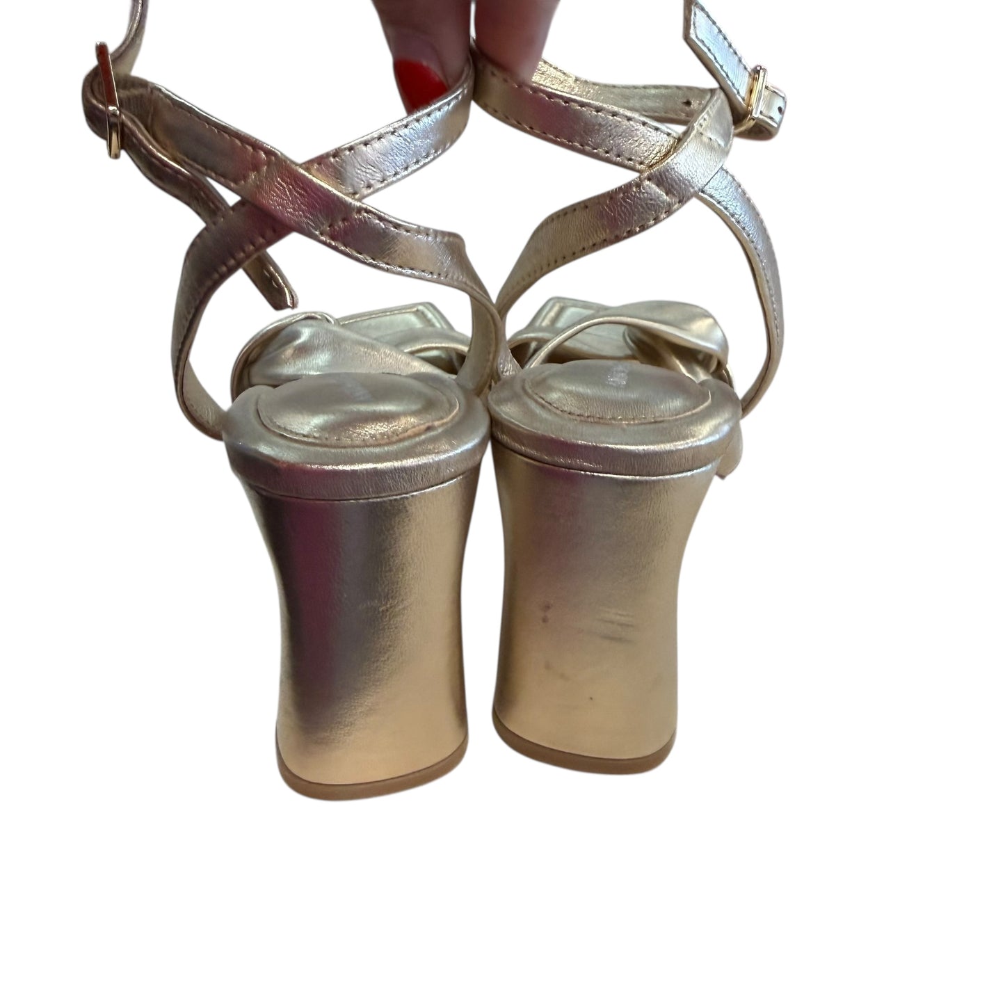 ANTONIO MELANI GOLD METALLIC LEATHER MELANI NIKKI DRESS SANDALS 14 SZ 7.5