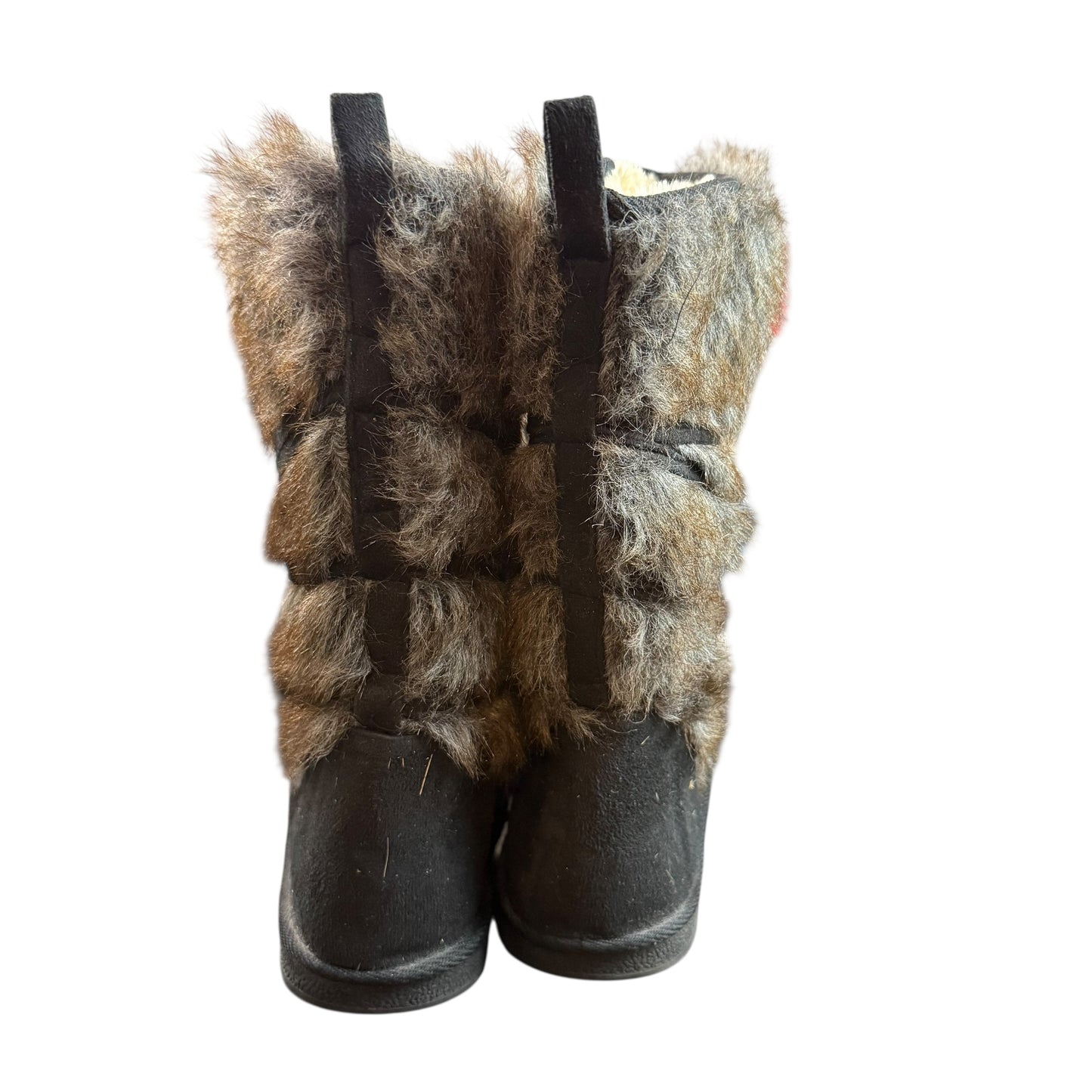 JUST FAB FAUX FUR WINTER BOOTS BLACK 241 SZ 9