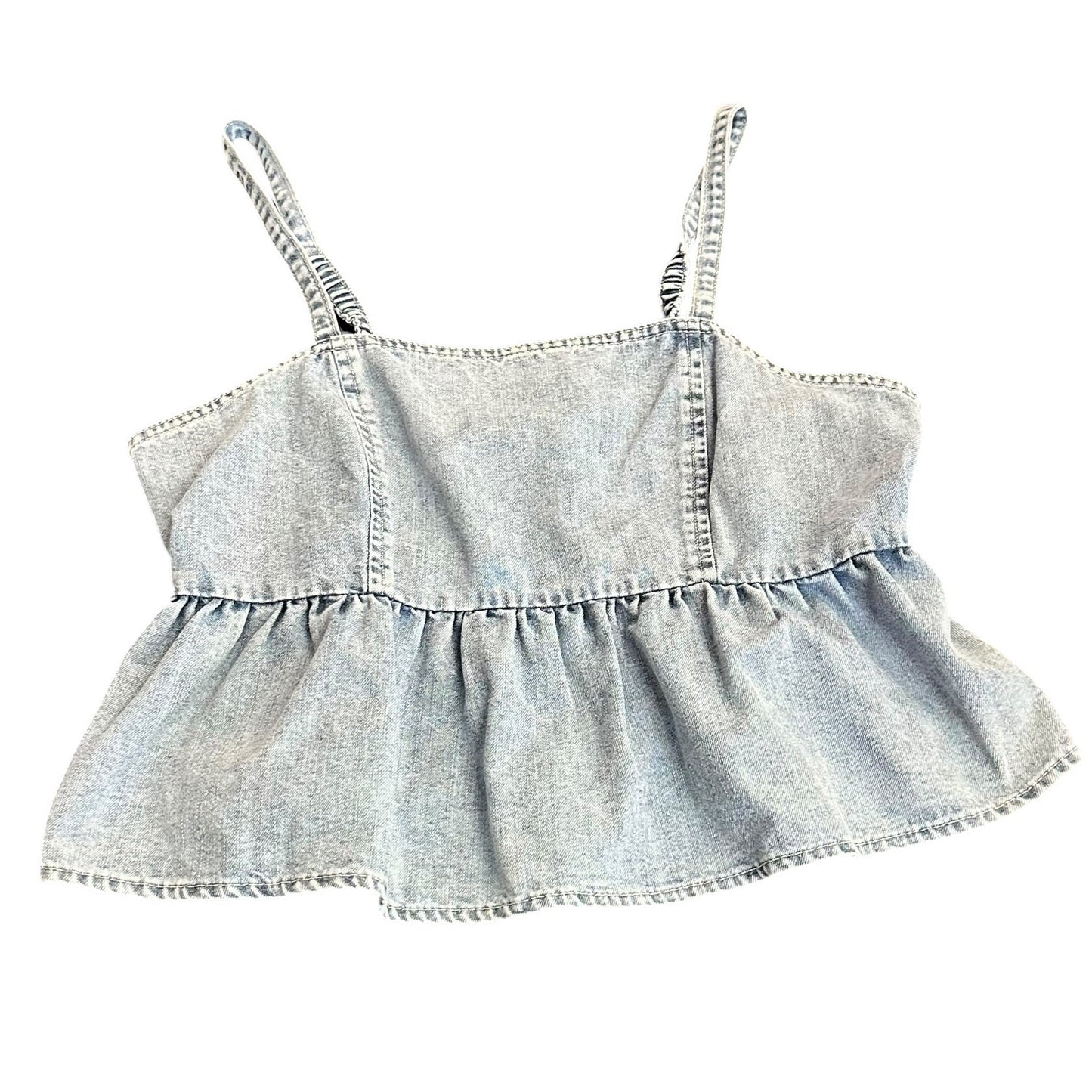 CELEBRITY PINK DENIM PEPLUM TOP NWT 100 LARGE