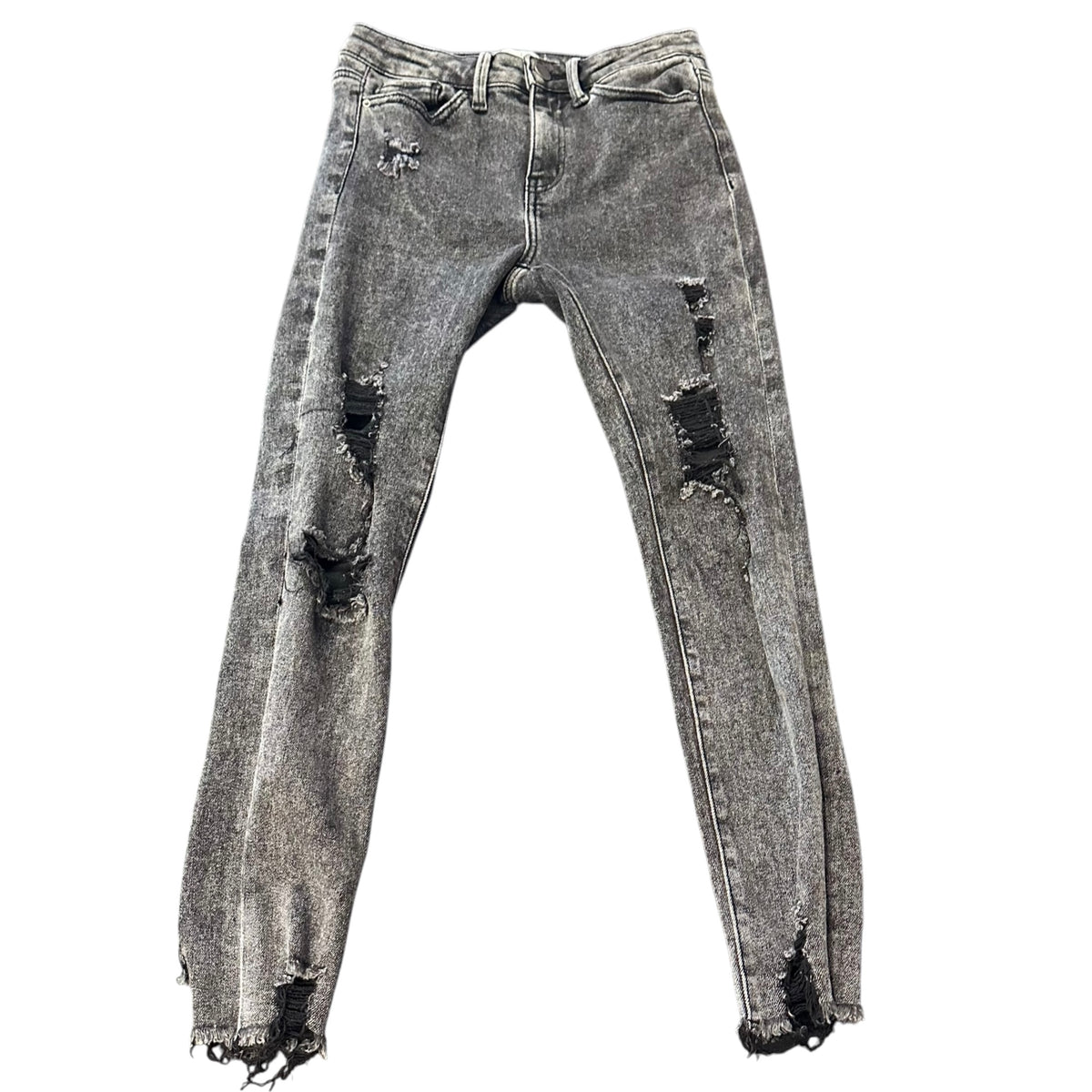 SIMPLY SOCIETY BLACK RAW HEM SKINNY JEANS 32 SZ 3/26