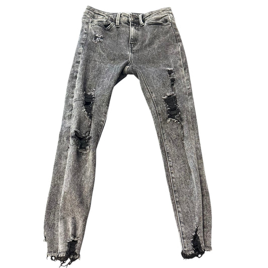 SIMPLY SOCIETY BLACK RAW HEM SKINNY JEANS 32 SZ 3/26