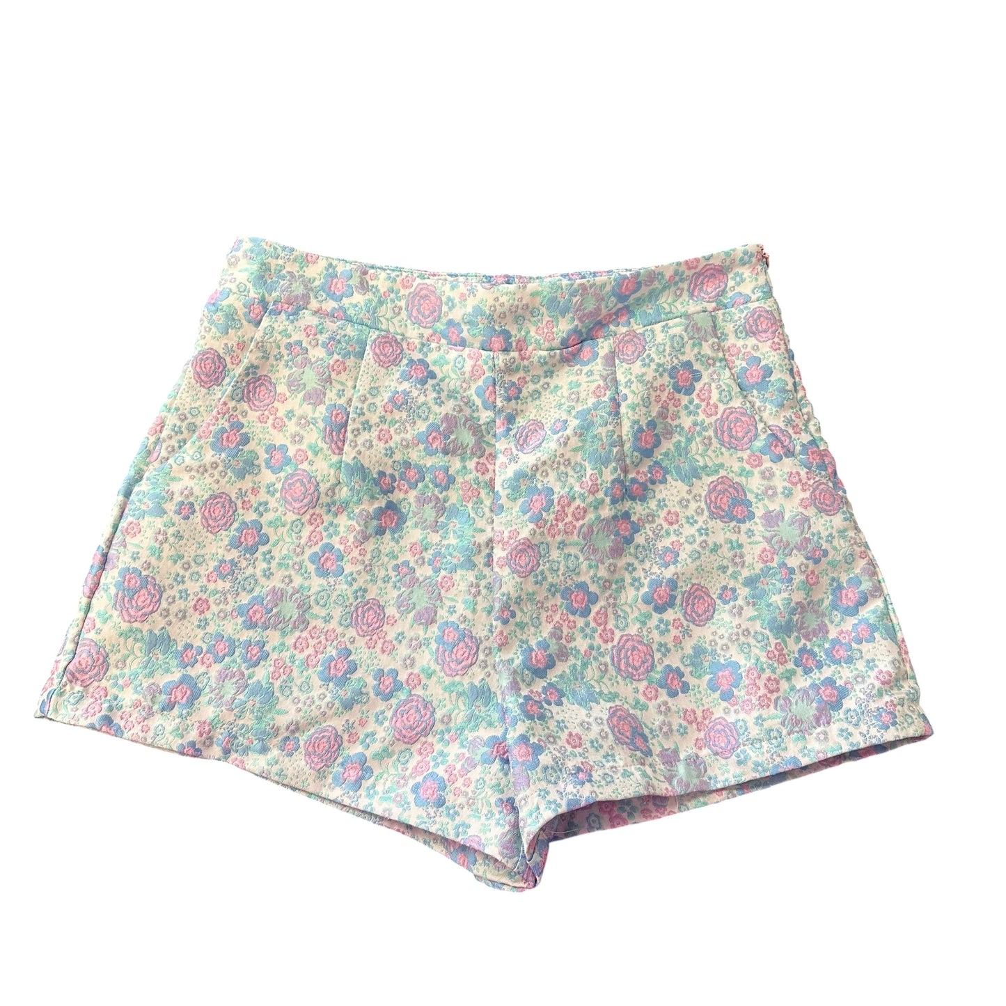 TCEC COLORFUL FLORAL HIGH RISE SHORTS SIDE ZIP 100 MED / 6