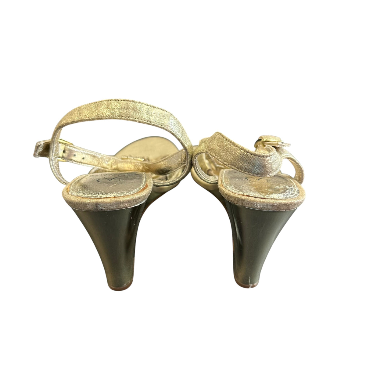 ADRIANNA PAPPEL GOLD TASSEL BEADED WEDGES 200 SZ 9
