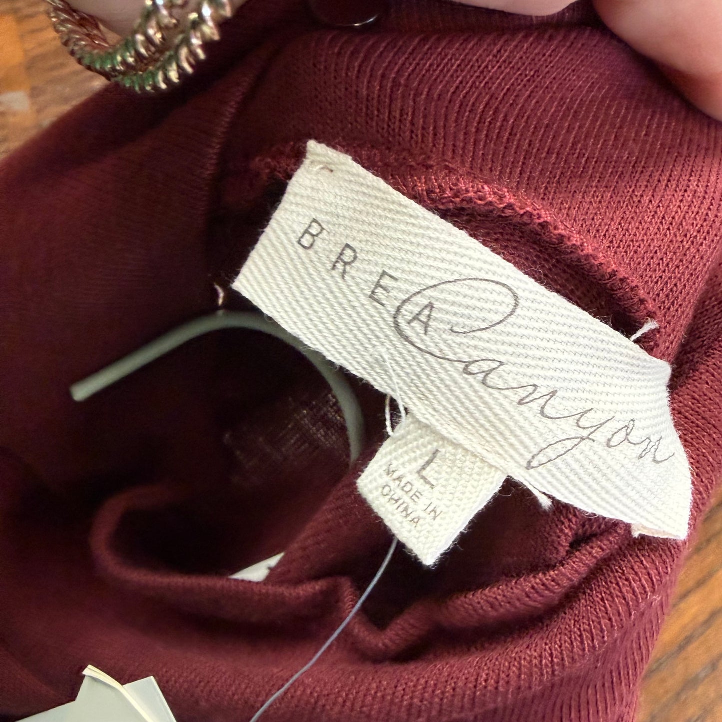 BREA CANYON ROZA LONG SLEEVE TOP BURGUNDY 100 LARGE NWT