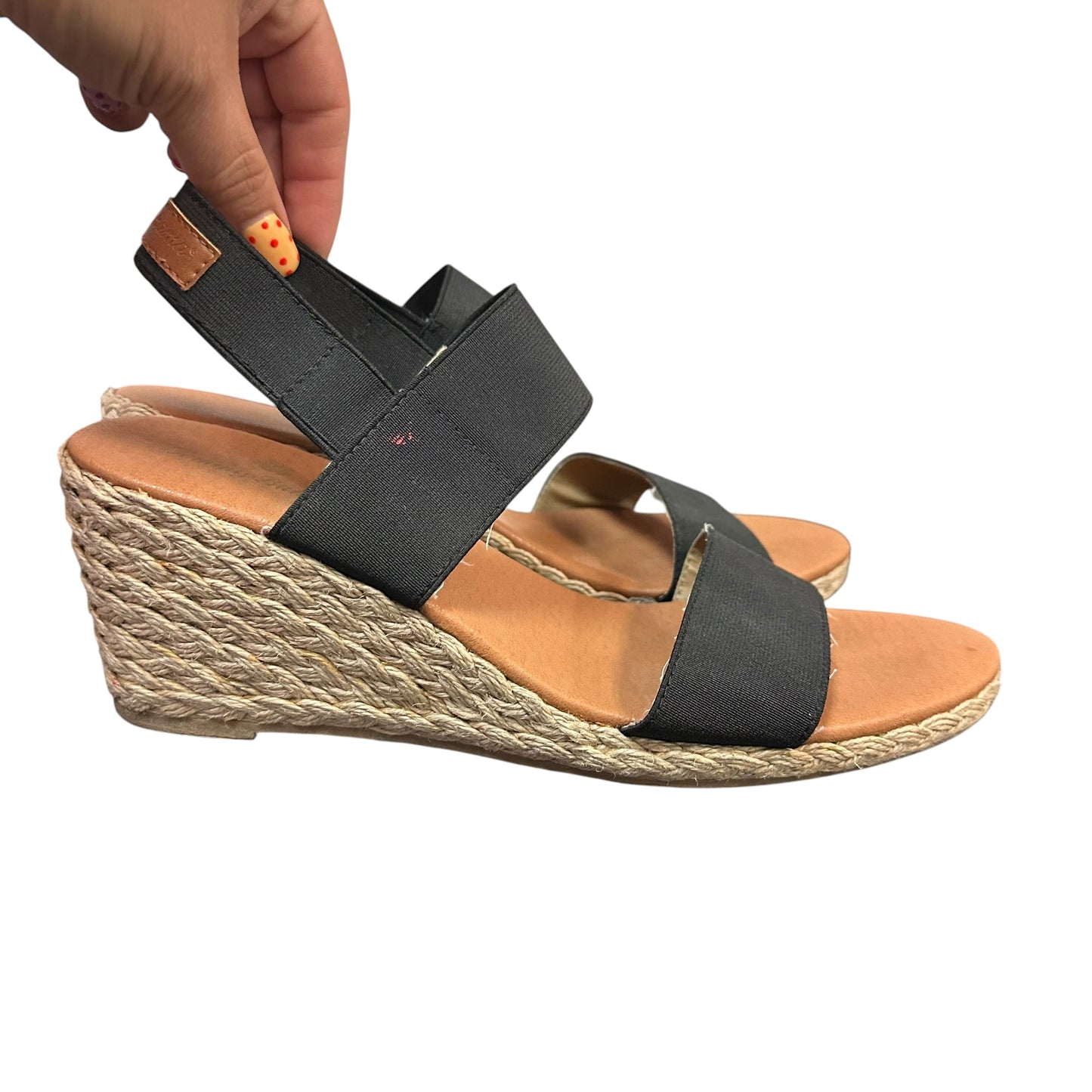 TOMMY BAHAMA BLACK WEDGES ESPADRILLES 279 SZ 9.5