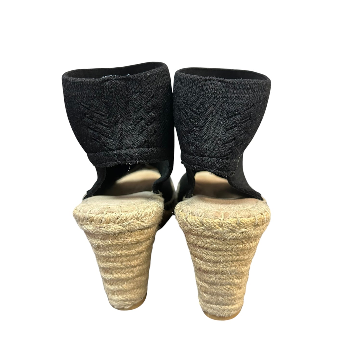 BLACK KNIT UPPER ESPADRILLE WEDGES 279 SZ 9.5
