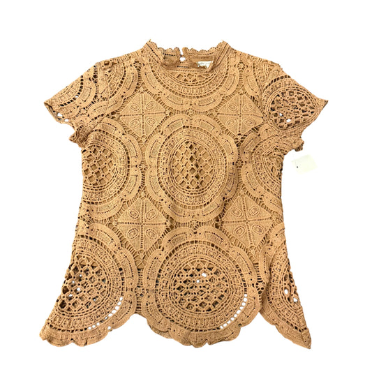 ULTRA PINK BROWN CROCHET BLOUSE 251 SMALL
