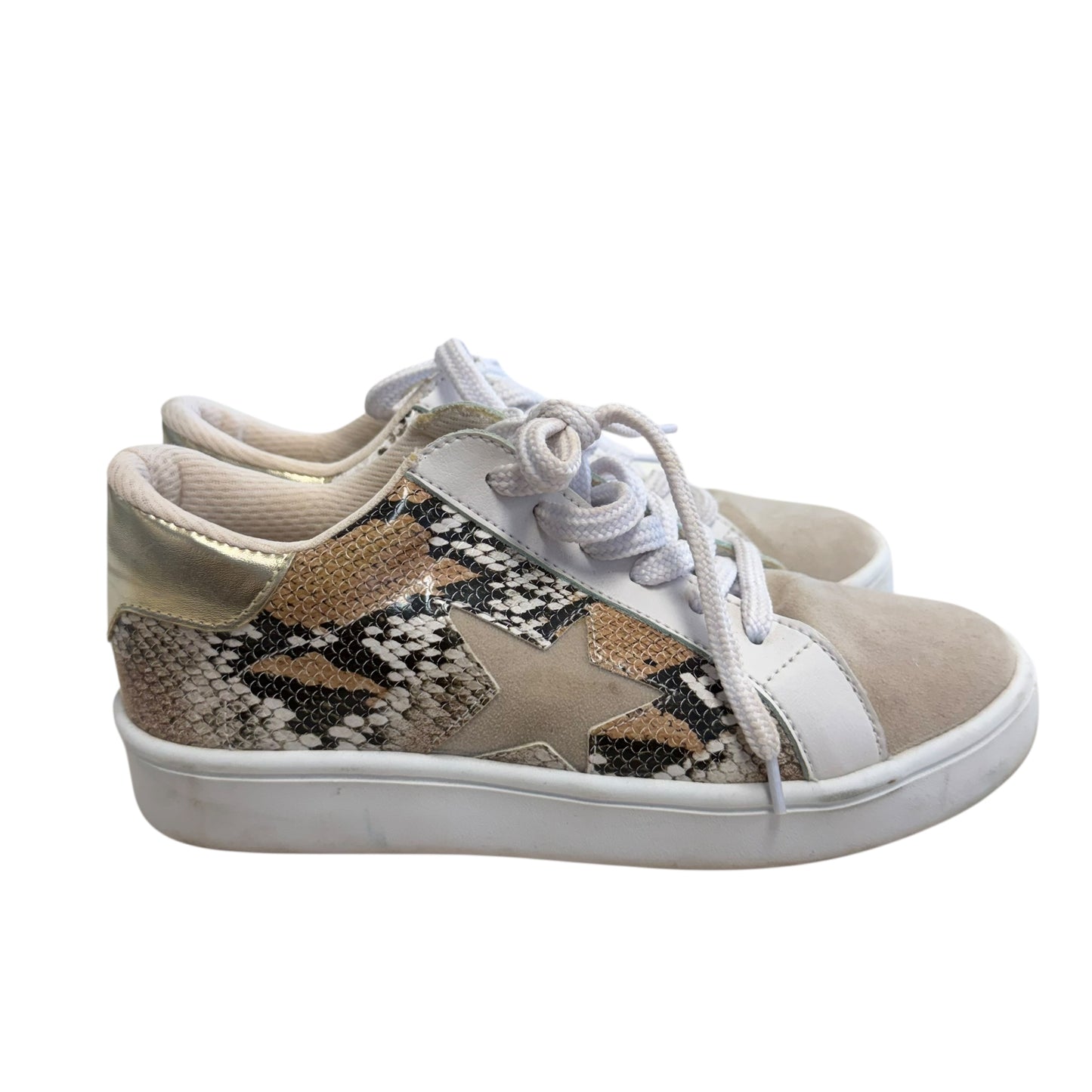 PINK LILY WHITE SNAKESKIN SNEAKERS 100 SZ 8