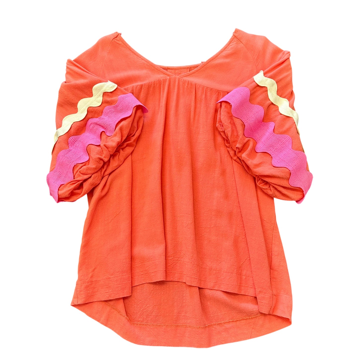 CORAL PUFF SLEEVE BLOUSE 100 MEDIUM