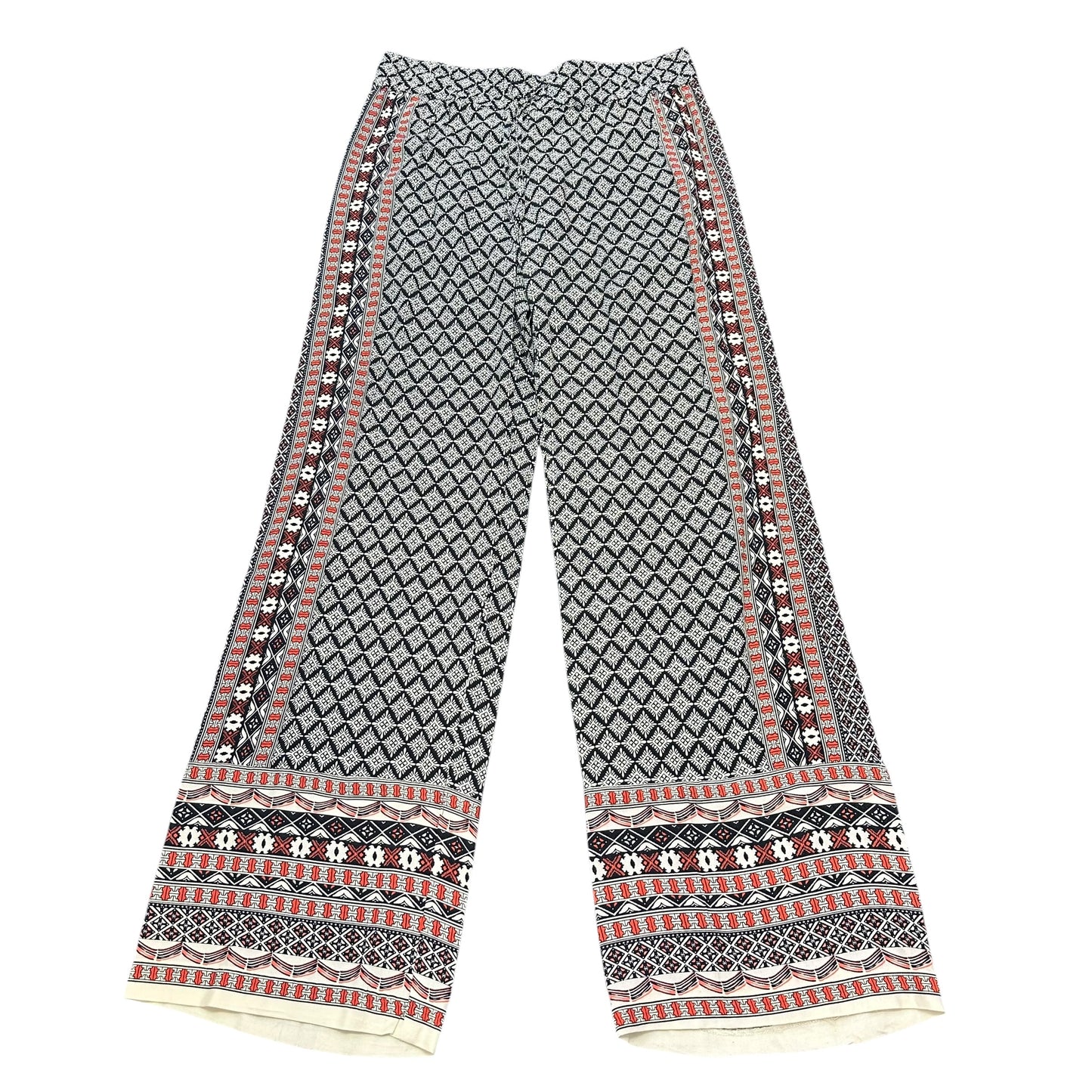 LUCY & LAUREL WHITE BLACK BOHO PANTS PULL ON 100 SMALL