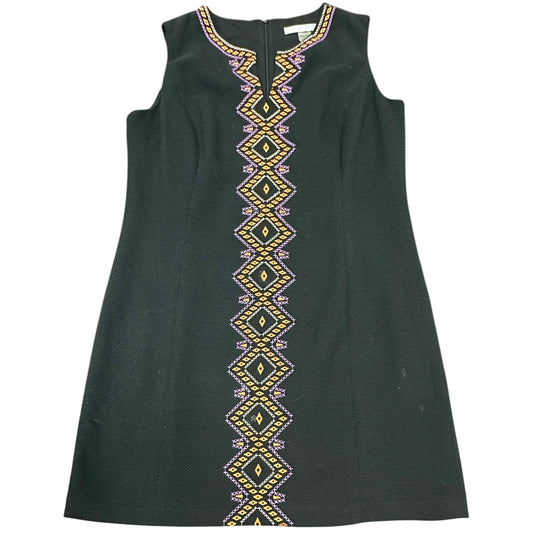 PETER NYGARD BLACK EMBROIDERED SHIFT DRESS 100 SZ 16 PETITE