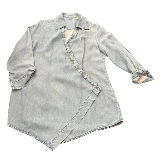 SOFT SURROUNDINGS BLUE CHAMBRAY DENIM BLOUSE 100 MEDIUM